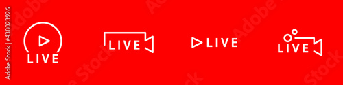 Free Download Conjunto de iconos de transmisión en vivo en directo. Ilustración vectorial, fondo rojo - GFXLoad