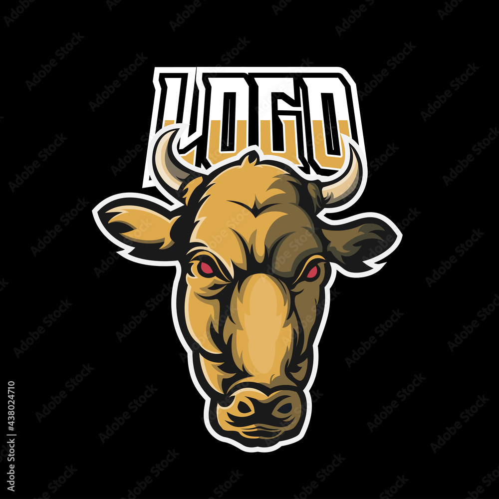 Cow sport or esport gaming mascot logo template, for your team