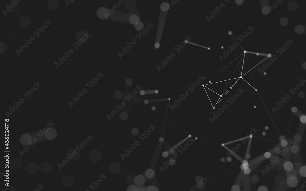 Fototapeta premium Abstract background. Molecules technology with polygonal shapes, connecting dots and lines. Connection structure. Big data visualization.