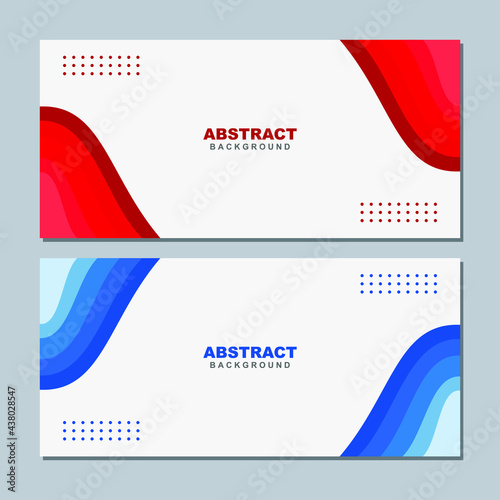 Fototapeta Naklejka Na Ścianę i Meble -  Illustration set vector of abstract white background color with red and blue element. Good to use for banner, social media template, poster and flyer template, etc