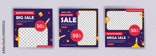 Back to school. Back to school sale. Banner vector for social media ads, web ads, postcard, card, business messages, discount flyers and big sale banners.