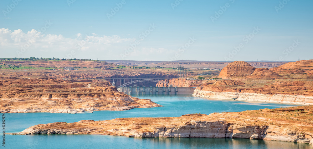 Beautiful orange rock formation at Lake Powell and Glen Canyon Dam in the Glen Canyon National Recreation Area Desert of Arizona and Utah, United States