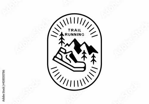 Trail running line art badge