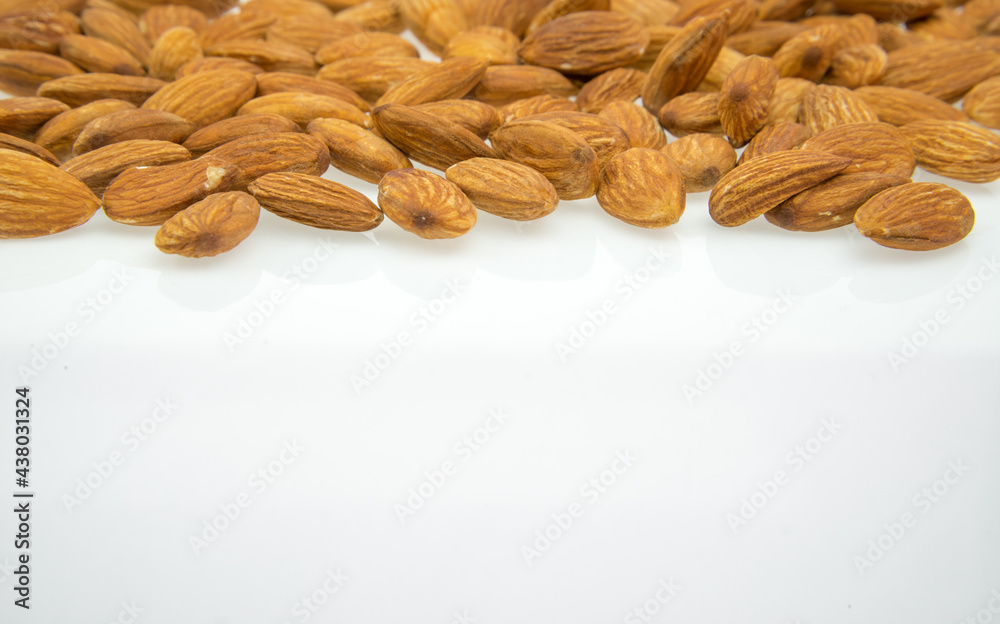 Almonds nut on white background Almonds nut on white background
