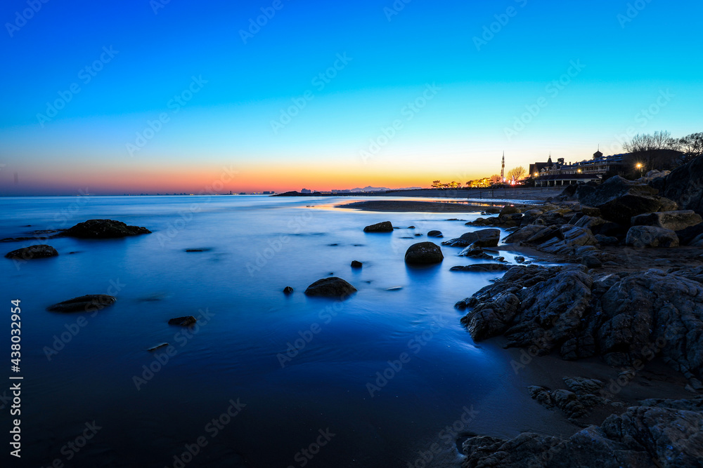 Coastal natural scenery in the evening, North China