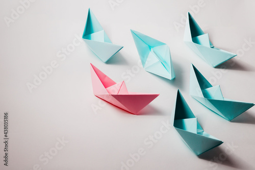 Free Download The organizational leadership concept uses a pink paper boat that represents leadership in a team or unit.
 - GFXLoad