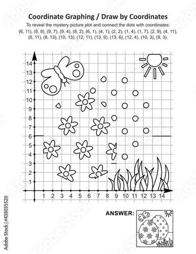 This is Easter holiday themed coordinate graphing, or draw by coordinates, and coloring page math worksheet with two painted eggs mystery picture. Answer included.
