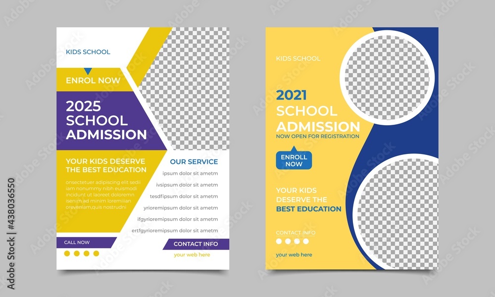 School Admission Open Flyer Design Template Vector Education Center brochure, Kids Education Flyer Template, School Flyer,Template for Education Admission.