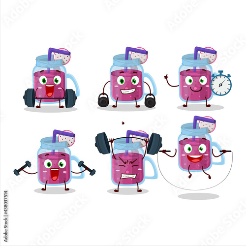 A healthy dragon fruit smoothie cartoon style trying some tools on Fitness center