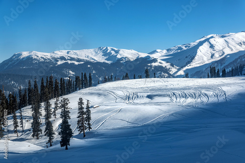 Winter season, Gulmarg is a town, a hill station, a popular tourist & skiing destination, Kashmir, India photo