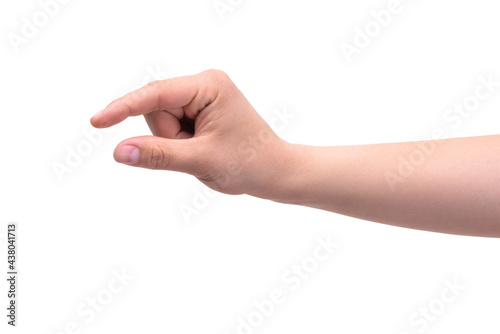 Bilde på lerret Finger gesture of one person: means little, pinch
