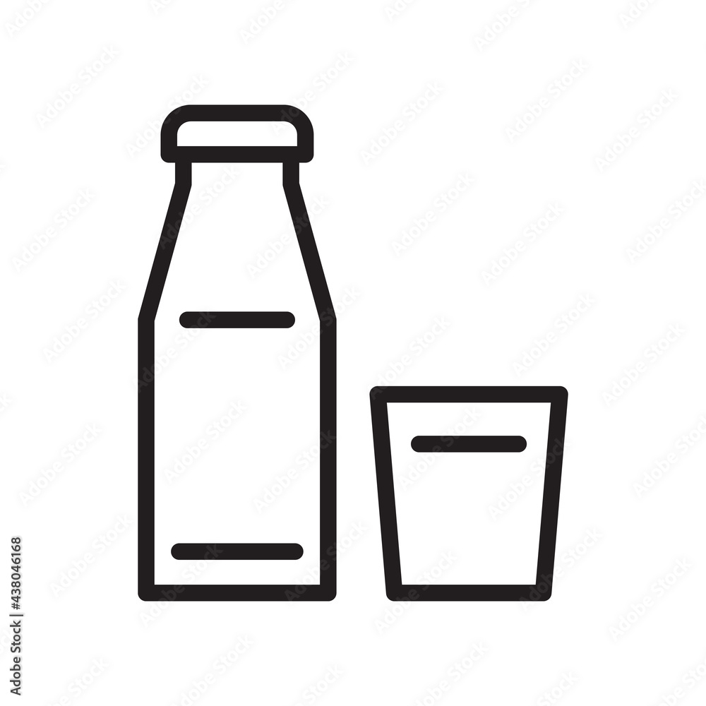 Milk Bottle icon Design Template. Illustration vector graphic. simple black outline style icon isolated on white background. Perfect for your web site design, logo, symbols of restaurants, cafe