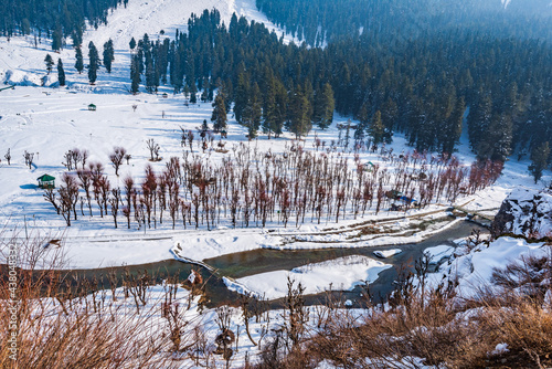 View of Betab Valley in winter season, near Pahalgam, Kashmir, India photo