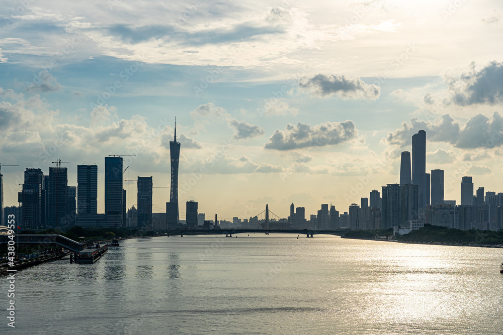 Guangzhou Pazhou City Architecture Sunset Dusk Skyline Guangzhou Pazhou City Architecture Sunset Dusk Skyline