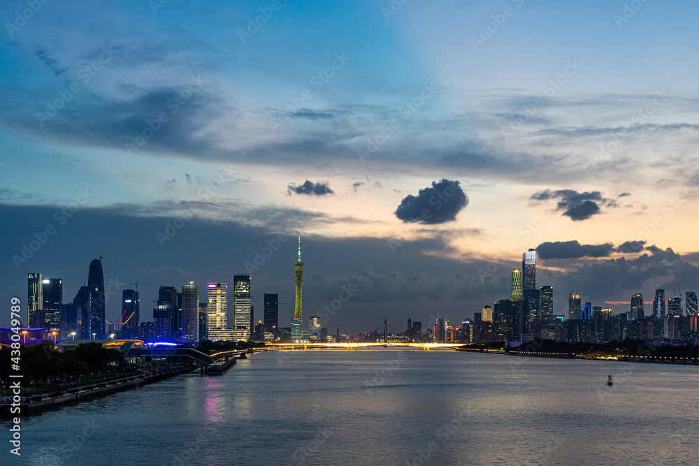 Guangzhou city buildings skyline night view