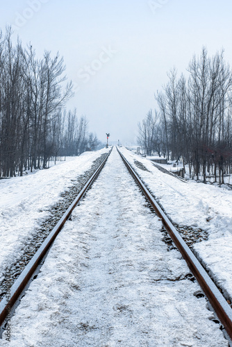 Snow covered Banihal – Baramulla train track after receiving seasons heavy snowfall