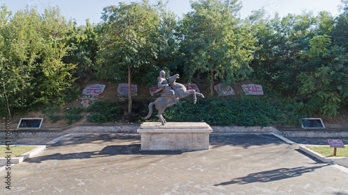 Ancient Chinese cavalry sculpture in the park