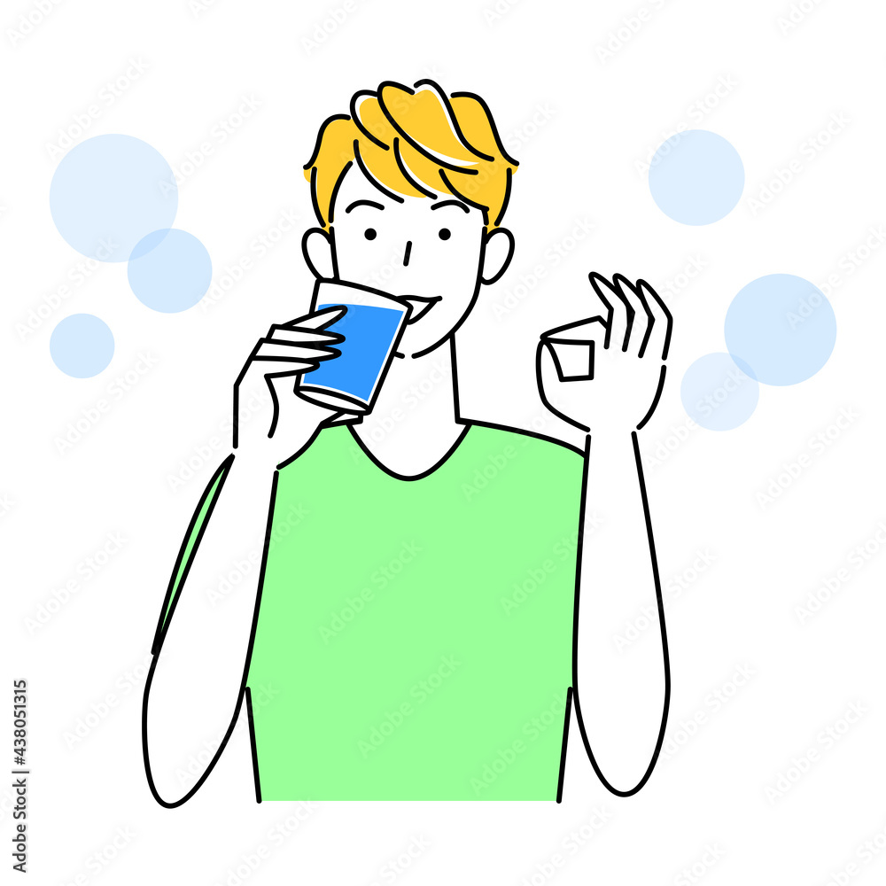 熱中症対策 OKポーズをしなから水分補給の為に水を飲んでいる可愛い男性 イラスト シンプル ベクター
Heat stroke prevention. Cute guy drinking water to stay hydrated while doing an OK pose. Simple illustration. vector. 熱中症対策 OKポーズをしなから水分補給の為に水を飲んでいる可愛い男性 イラスト シンプル ベクター
Heat stroke prevention. Cute guy drinking water to stay hydrated while doing an OK pose. Simple illustration. vector.