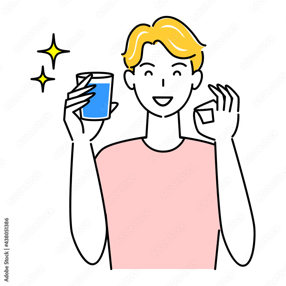 熱中症対策 OKポーズをしなから水分補給の為に水を飲んでいる可愛い男性 イラスト シンプル ベクター
Heat stroke prevention. Cute guy drinking water to stay hydrated while doing an OK pose. Simple illustration. vector. 熱中症対策 OKポーズをしなから水分補給の為に水を飲んでいる可愛い男性 イラスト シンプル ベクター
Heat stroke prevention. Cute guy drinking water to stay hydrated while doing an OK pose. Simple illustration. vector.