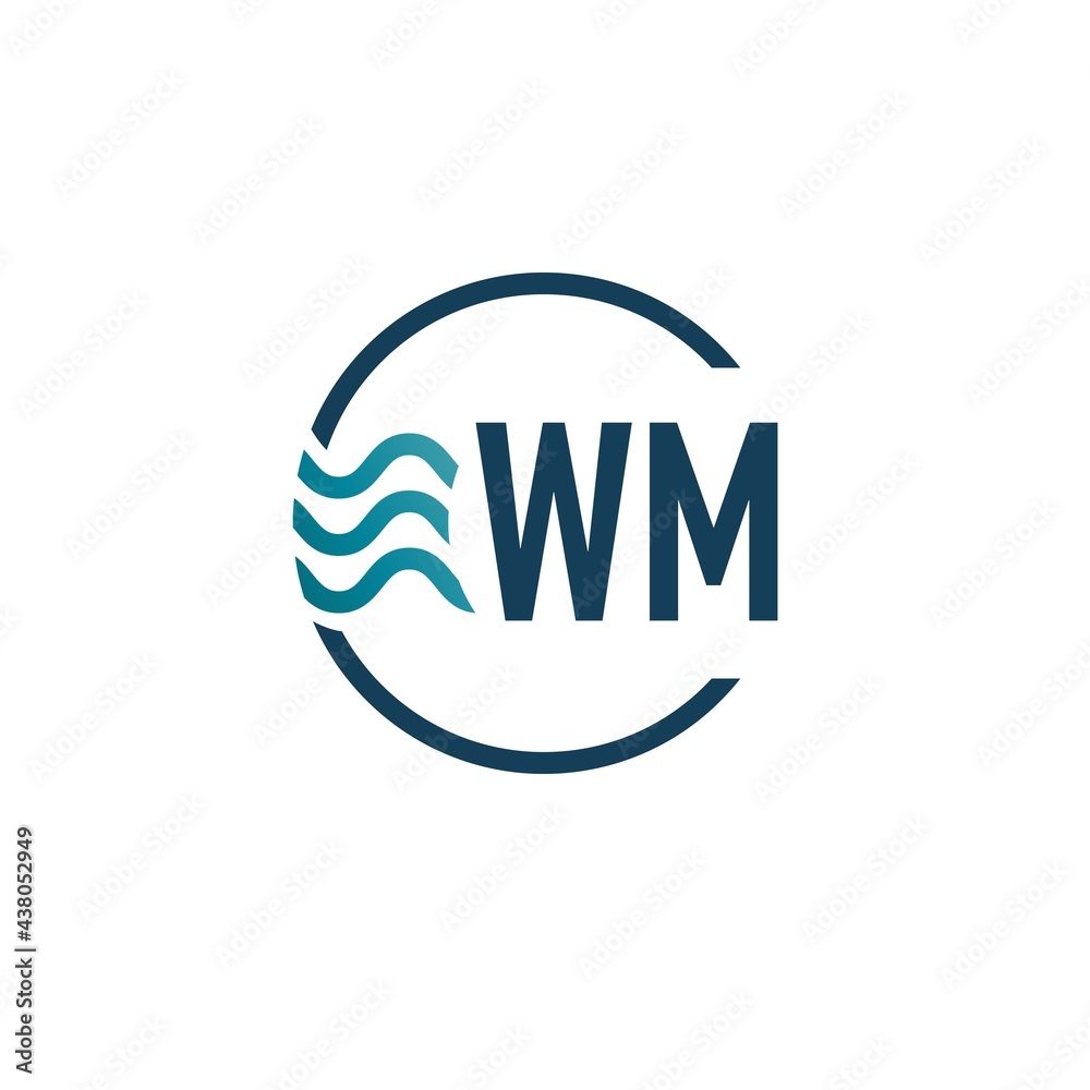 Initial Letter WM Water Creative Logo Design Template. Water template