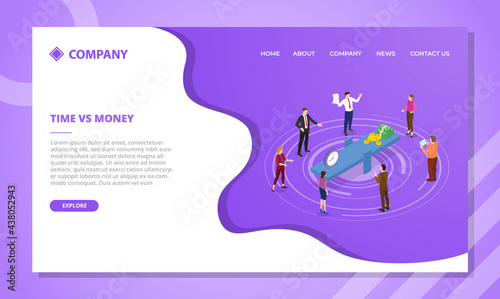 time vs money concept for website template or landing homepage with isometric style