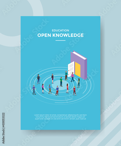 open knowledge concept for template banner and flyer with isometric style photo