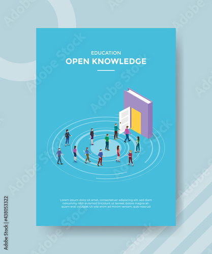 open knowledge concept for template banner and flyer with isometric style