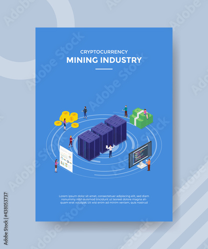 mining industry cryptocurrency concept for template banner and flyer with isometric style