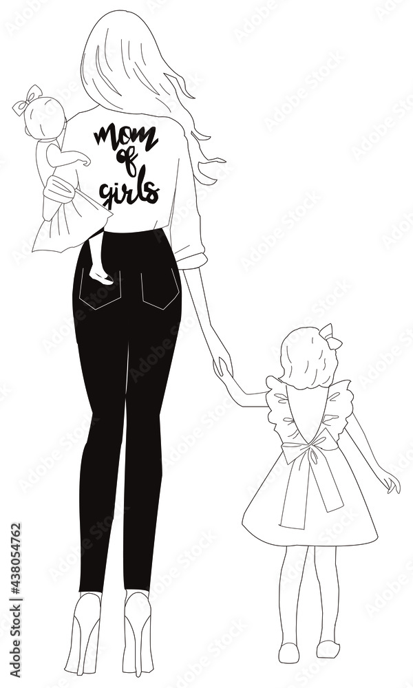 Madre con sus hijas Madre con sus hijas