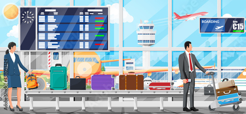 Airport Security Scanner. Conveyor With Luggage