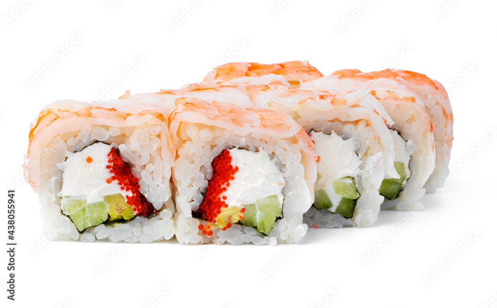 Japanese Cuisine Sushi Roll on a white background Japanese Cuisine Sushi Roll on a white background