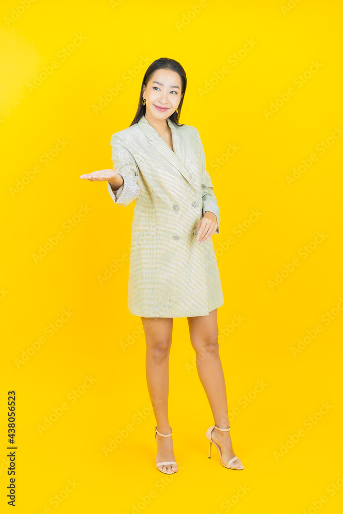 Portrait beautiful young asian woman smile with action