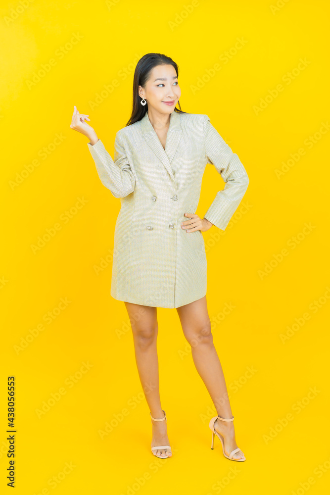 Portrait beautiful young asian woman smile with action Portrait beautiful young asian woman smile with action