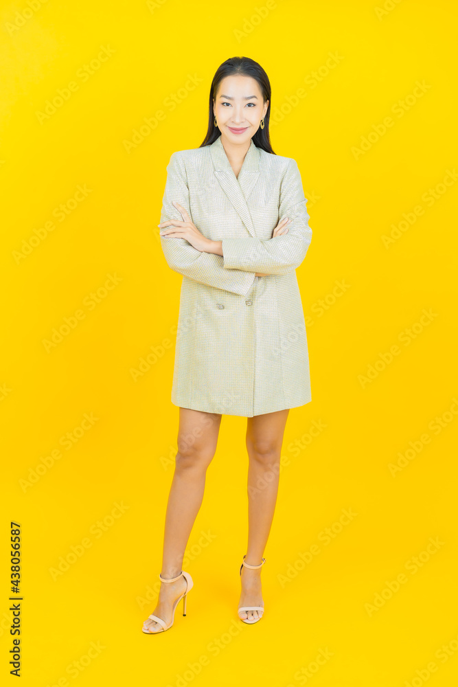 Portrait beautiful young asian woman smile with action Portrait beautiful young asian woman smile with action