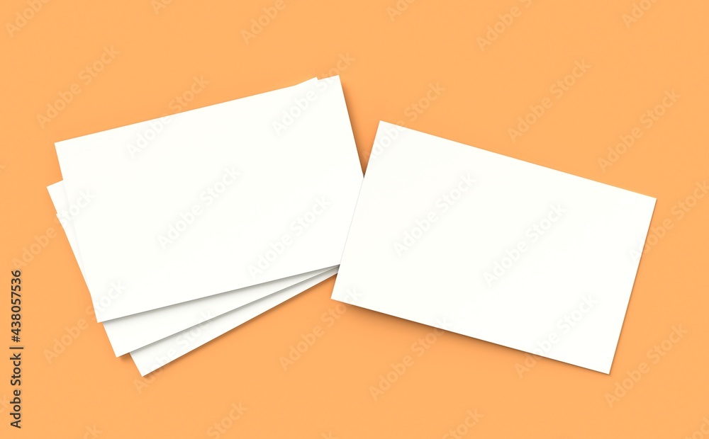 Blank of pile paper business mock up on classic orange background Blank of pile paper business mock up on classic orange background