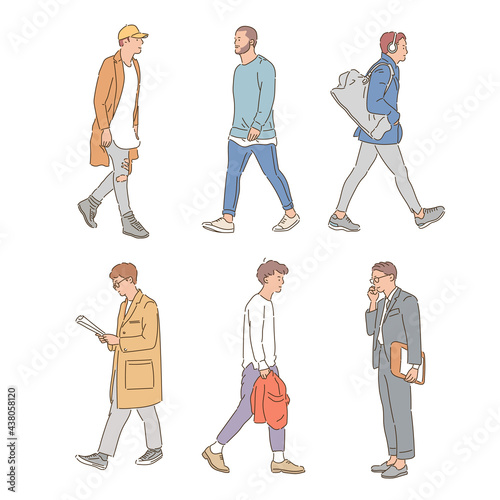 Stylish men's street fashion. hand drawn style vector design illustrations. 