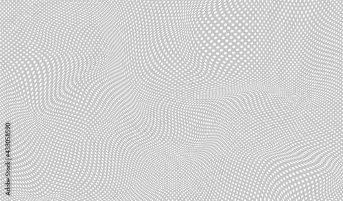 Gray grid with dots. Geometric surface. Abstract banner