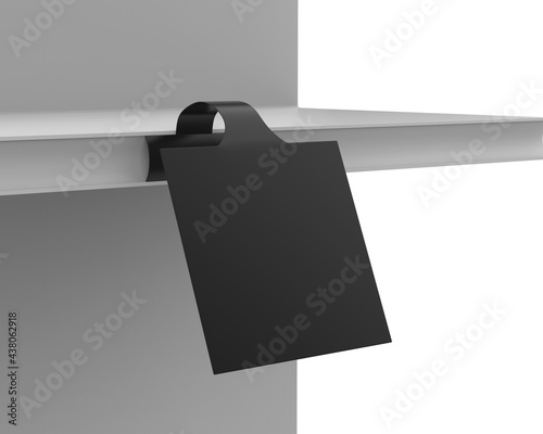 Blank White Advertising PVC shelf wobbler plastic shelf dangler for shopping centers. 3d render illustration. photo
