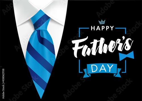 Happy father's day black and gold colored postcard. Happy Fathers Day creative congrats. Dad is my king, best dad in the world poster. Isolated abstract graphic design template.
