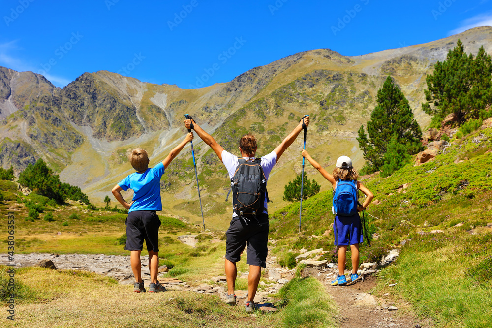 happy family hiking in the mountain happy family hiking in the mountain