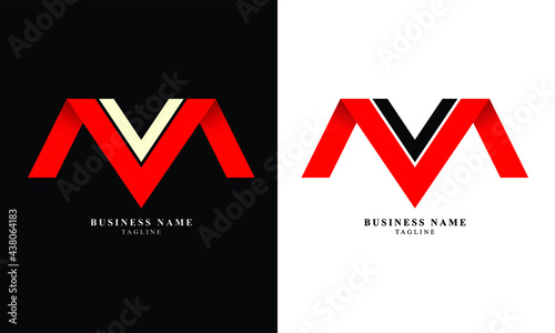 MV, VM, Abstract initial monogram letter alphabet logo design