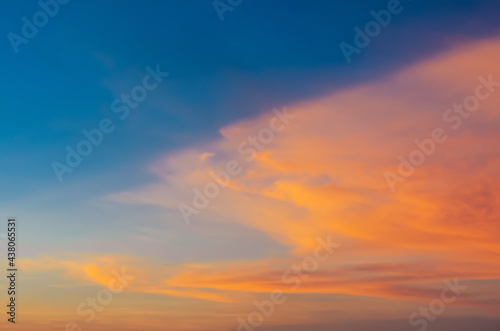 Colorful dusk blue and orange sky. © baramyou0708