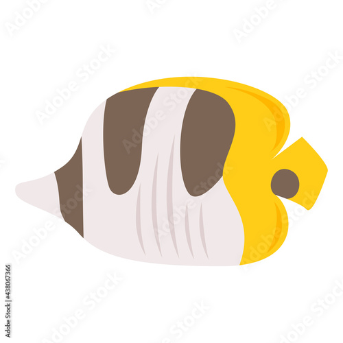 シュノーケリングで見る黄色と黒色の魚、チョウチョウウオのイラスト。