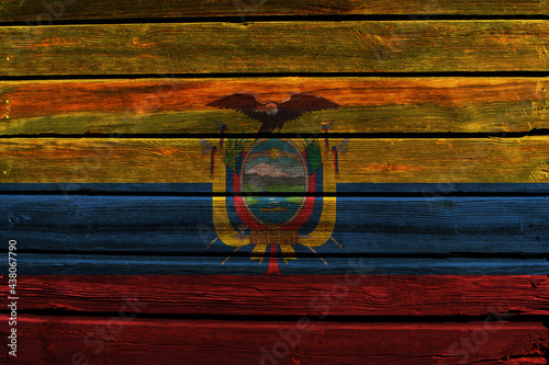 3D Flag of Ecuador on wood