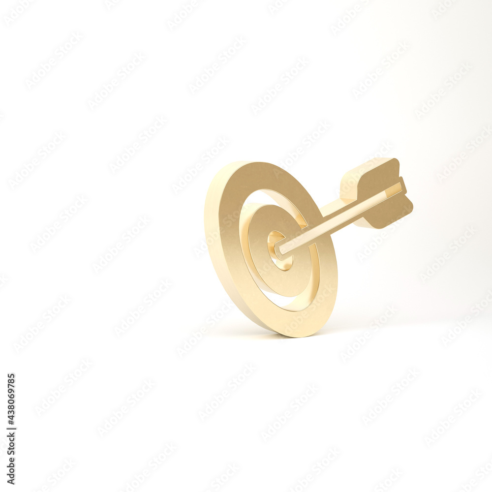 Gold Target financial goal concept icon isolated on white background. Symbolic goals achievement, success. 3d illustration 3D render Gold Target financial goal concept icon isolated on white background. Symbolic goals achievement, success. 3d illustration 3D render
