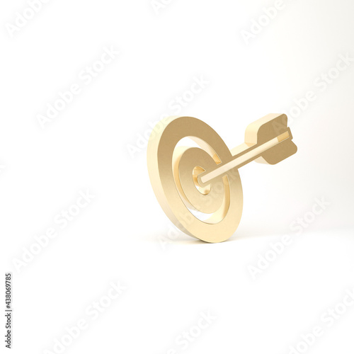 Gold Target financial goal concept icon isolated on white background. Symbolic goals achievement, success. 3d illustration 3D render