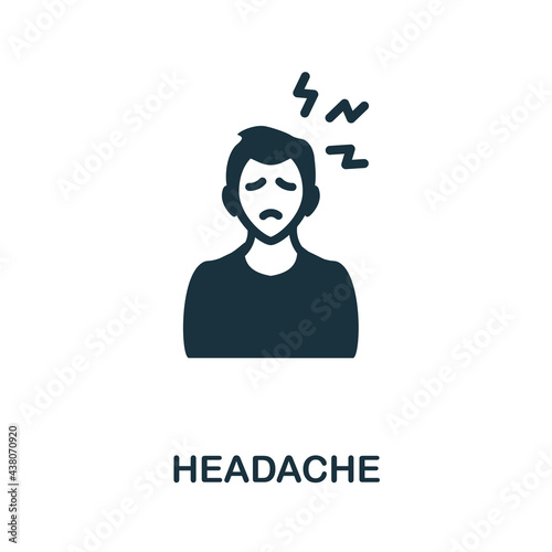Headache icon. Monochrome simple element from coronavirus symptoms collection. Creative Headache icon for web design, templates, infographics and more