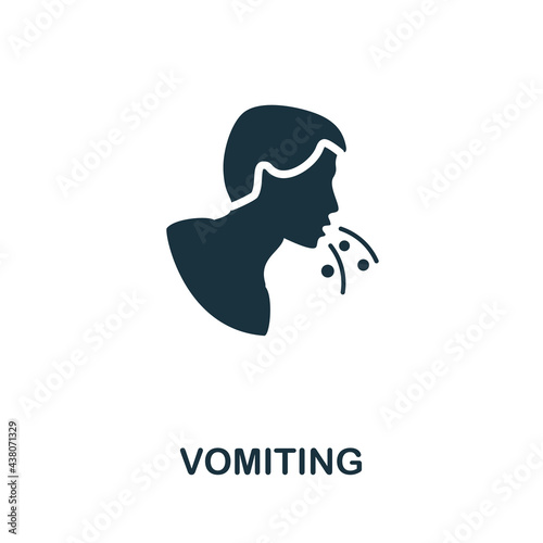 Vomiting icon. Monochrome simple element from coronavirus symptoms collection. Creative Vomiting icon for web design, templates, infographics and more