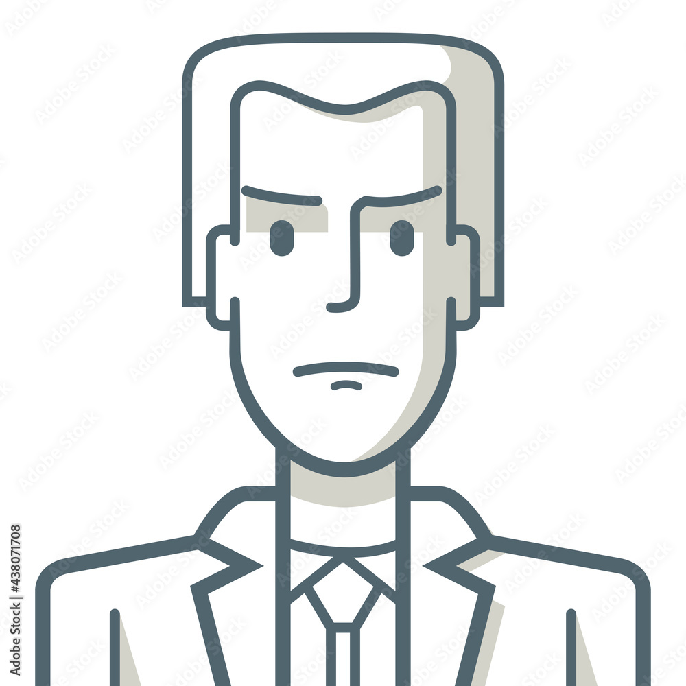 Angry young businessman avatar. Illustration of a young businessman with an angry expression. The drawing is made with simple lines.