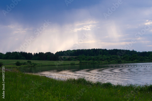 Stormy sky over the Sinyachikha River in the Sverdlovsk region  Ural  Russia 